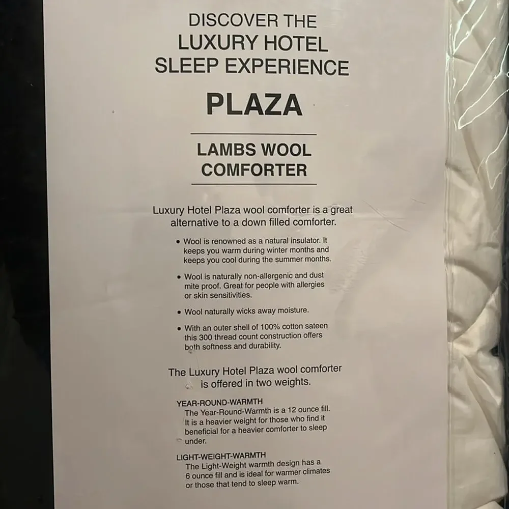 LUXURY HOTEL PLAZA $230
LAMBS WOOL COMFORTER QUILTED WHITE FULL / QUEEN SIZE - Picture 3 of 3